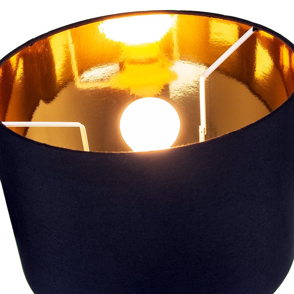 image 1 of Contemporary Black Cotton 10 Inch Table-Pendant Lamp Shade with Shiny Golden Inner | Black