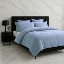 Teddy Bear Fleece Soft Cosy Duvet Cover + Pillow Case Set Blue | Super King