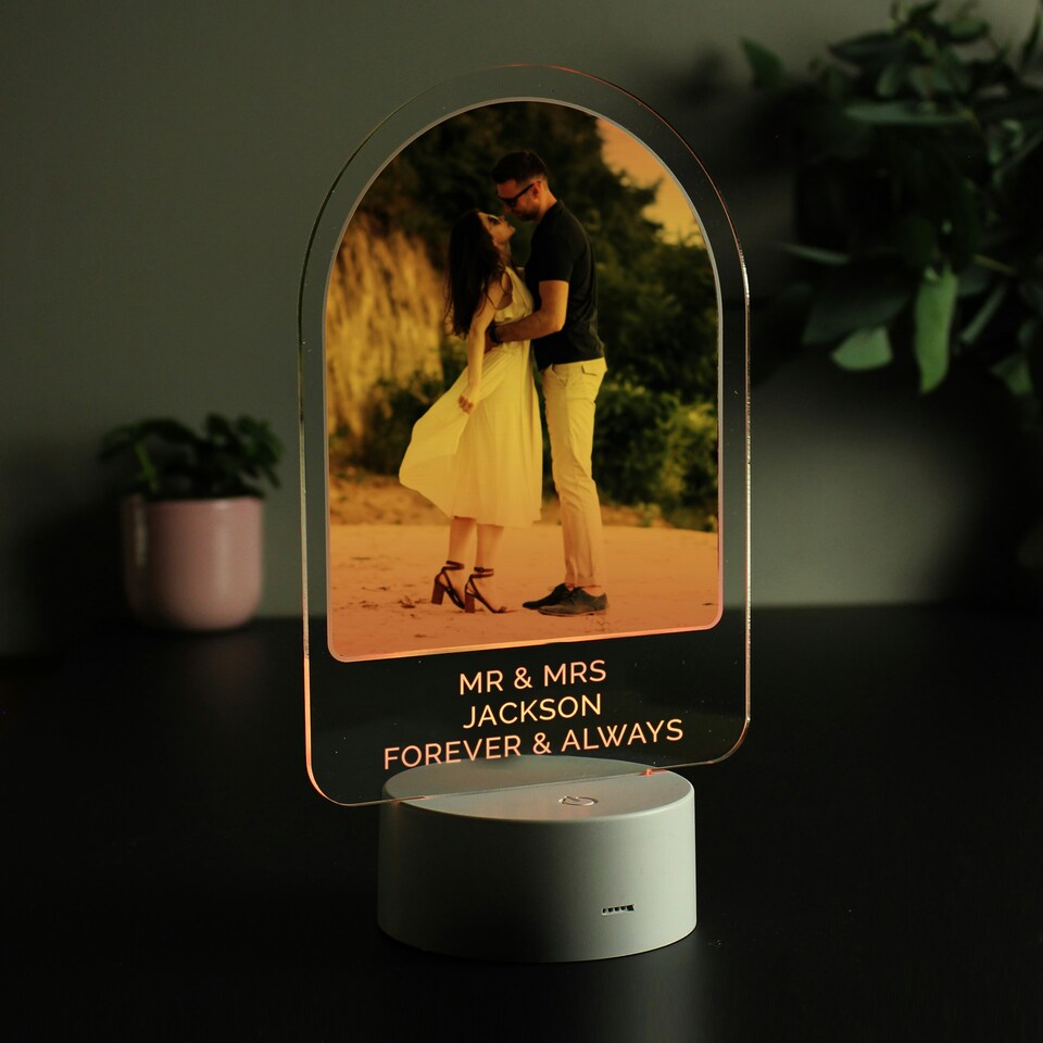 image 1 of Personalised Free Text & Photo Upload LED Colour Changing Light