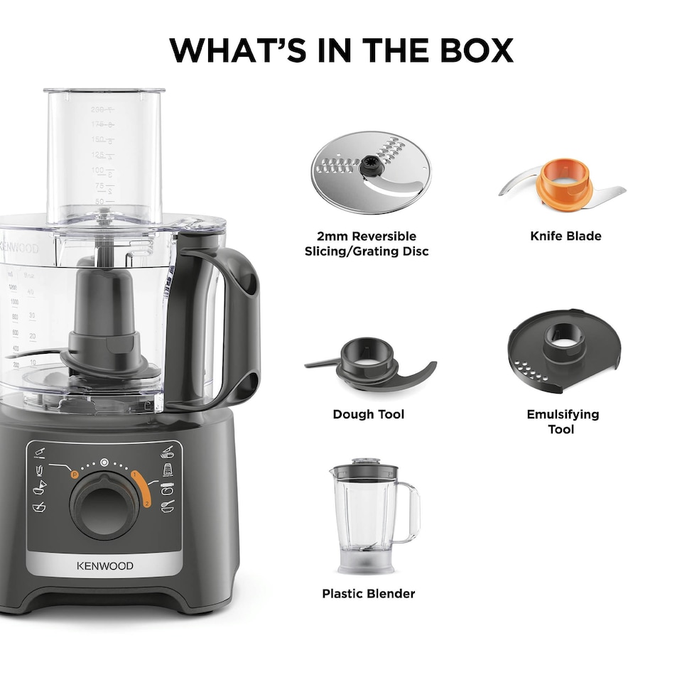 image 1 of Kenwood Compact Food Processor & Blender, 800W MultiPro 2-in-1 , Grey
