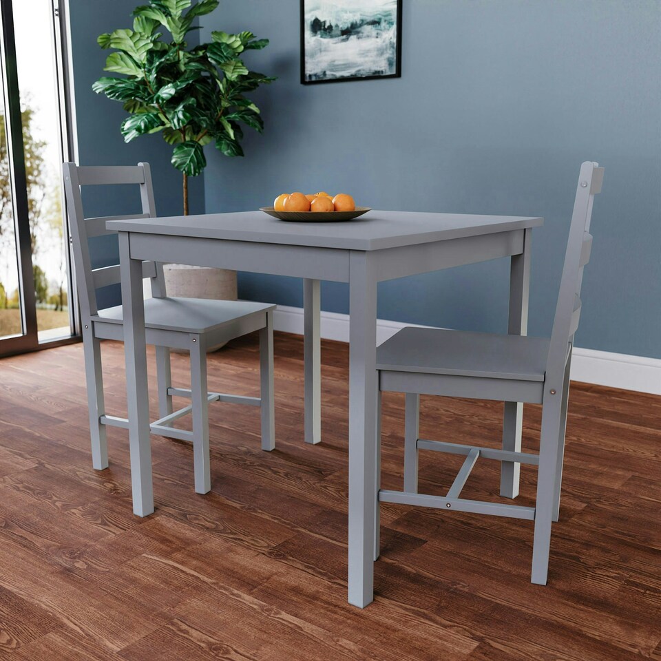 image 1 of Vida Designs Yorkshire 2 Seater Dining Set 3 Piece Table & Chairs, Grey