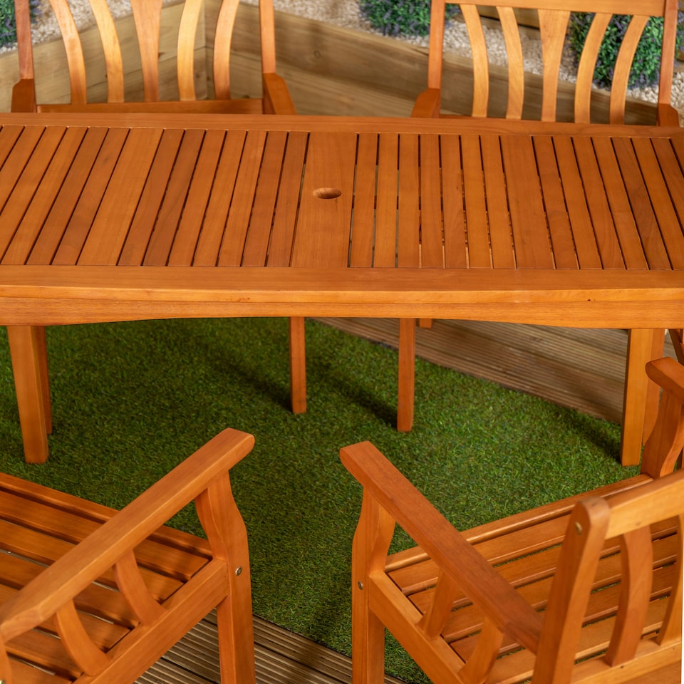 image 1 of Outdoor 4 Person Rectangular Wooden Dining Table & Chairs Set