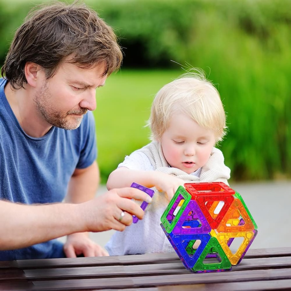 image 1 of Magnetic Blocks Building Tiles Montessori Toys Preschool Construction Set Magnets for Kids Learning Toddler Toys for Boys Girls 40pc