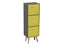 image 1 of Cedar Grey 3-Tier 3-Drawer Cube Shelving Unit with Scandinavian Legs | Yellow | Yellow & Pine | 1