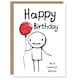 image 1 of Lovely Entie Stick Figure Red Balloon Simple Birthday Card