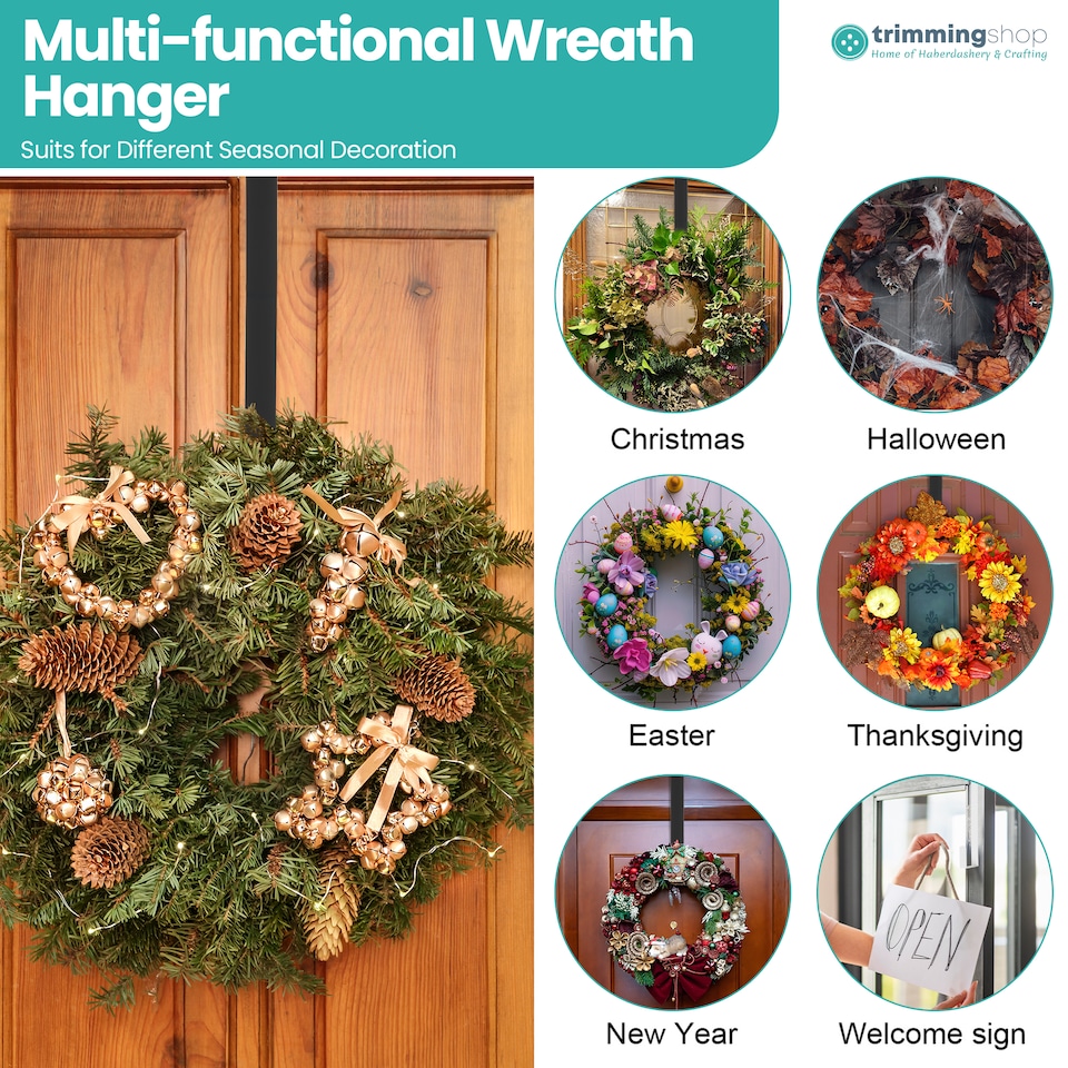image 1 of Trimming Shop 15 Inch Strong Metal Wreath Door Hangers - Pack of 2