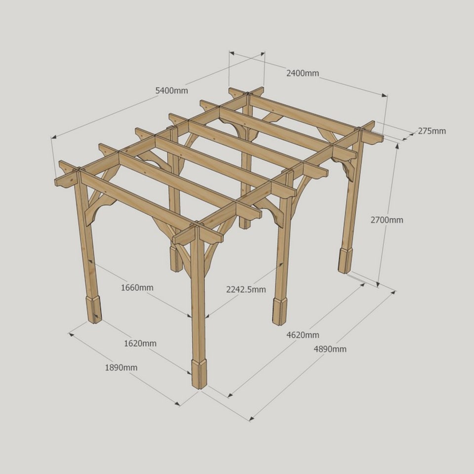image 1 of Premium Pergola 6 Posts - Wood - L240 x W540 x H270 cm - Rustic Brown