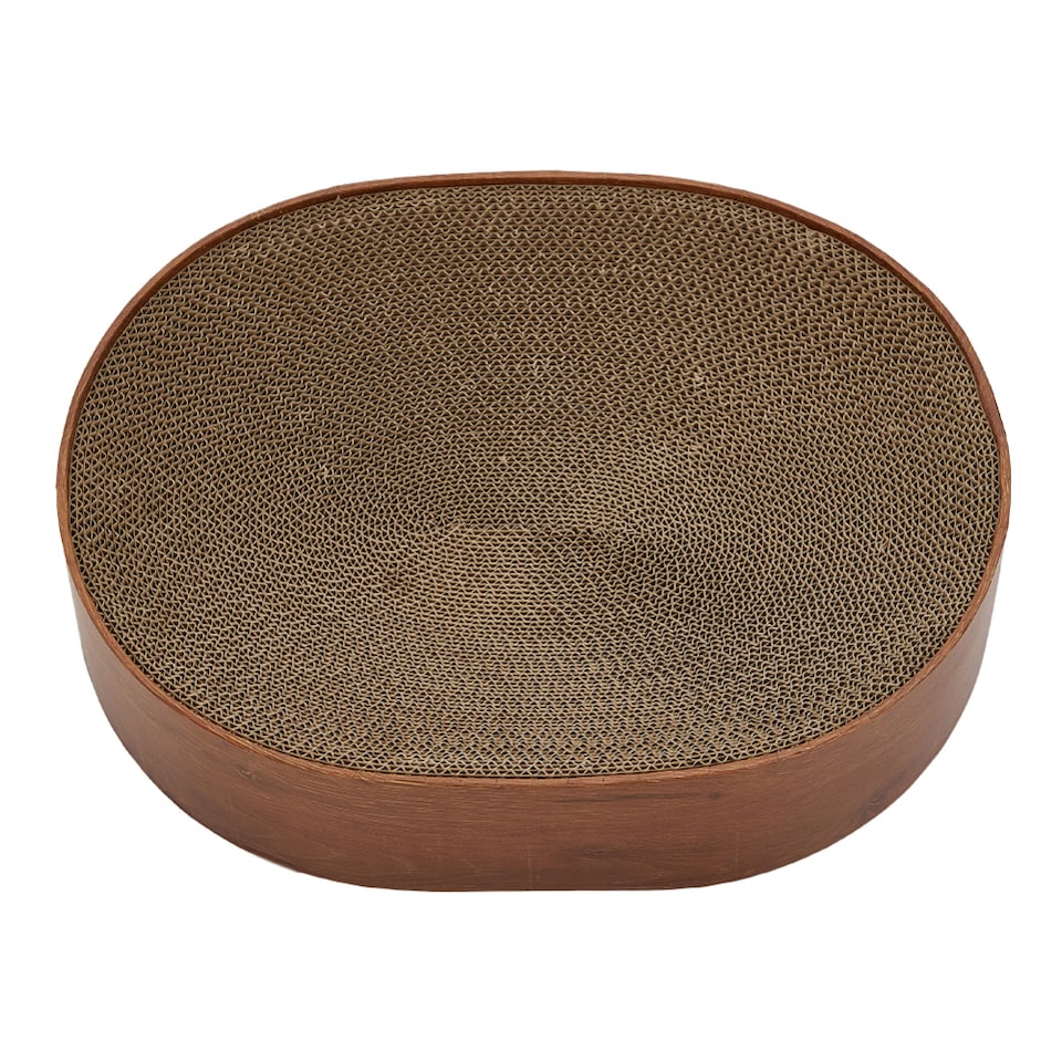 image 1 of Living and Home Oval Cat Scratcher Bed Cardboard Claw Scratching Board for Cats | Brown