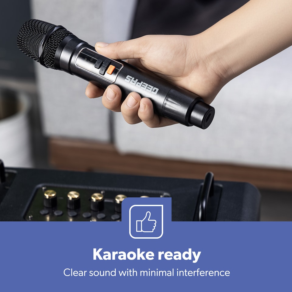 image 1 of GEEPAS Karaoke Speaker With Wireless Mic RGB Lights