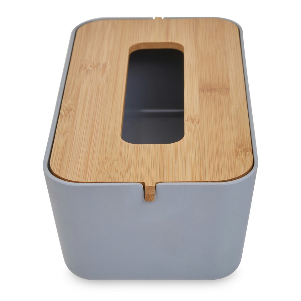 image 1 of Interiors by Premier Grey Bamboo Fibre Tissue Box, Rectangular Tissue Holder With Lift-off Lid & Cutout Opening, Tissue Paper Box
