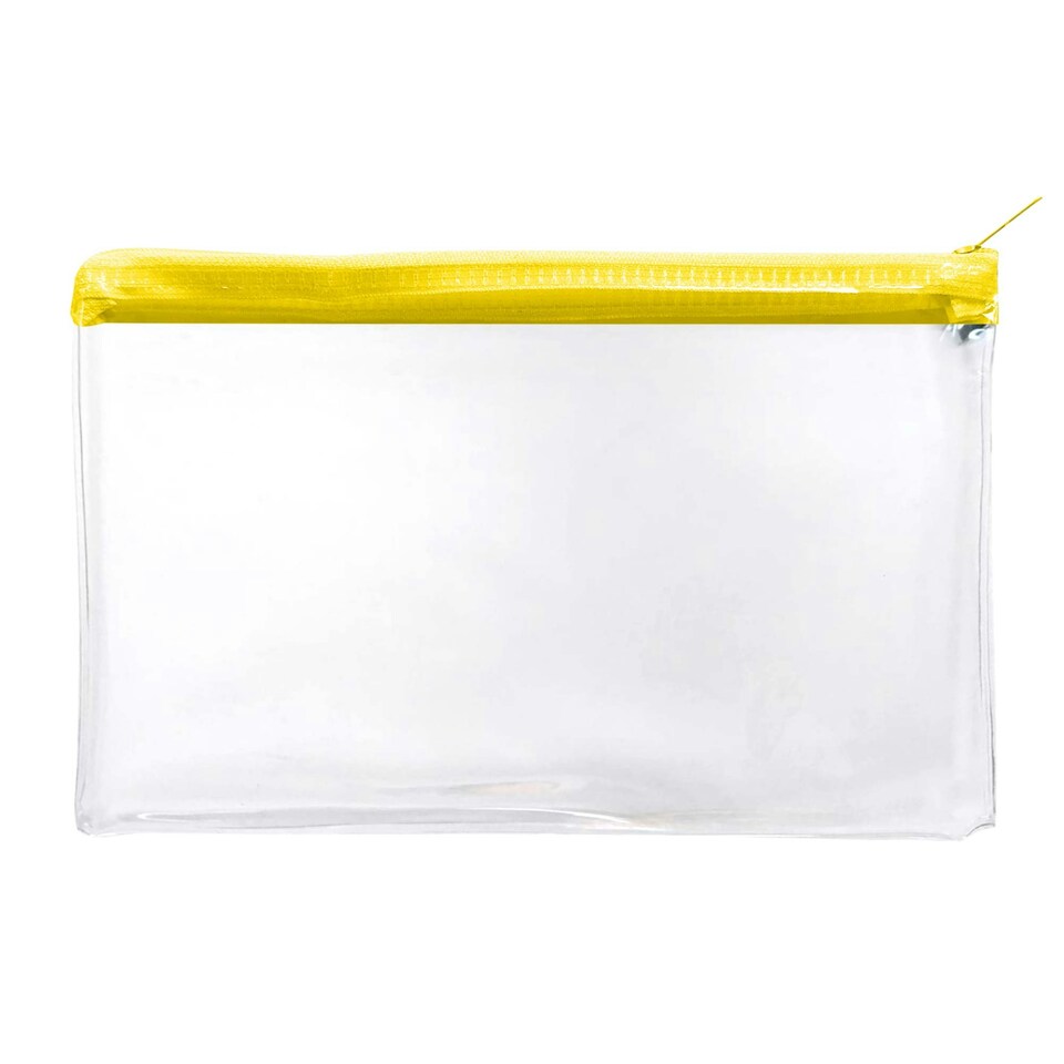 image 1 of Pack of 48 Janrax 8x5" Yellow Zip Clear Exam Pencil Case