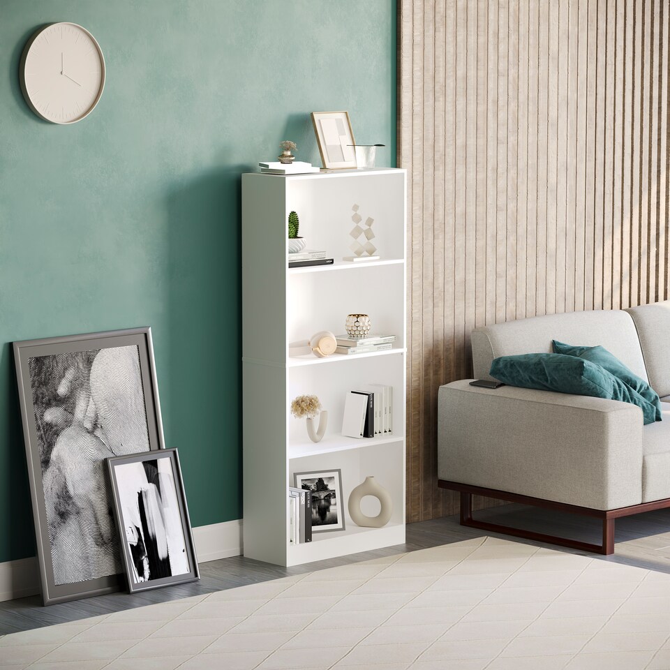 image 1 of Vida Designs Cambridge 4 Tier Large Bookcase Display Storage, White