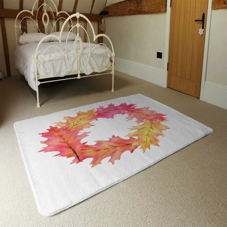 image 1 of Pink & Orange Autumn Reath (Rug) Multi | Small: 60x110cm
