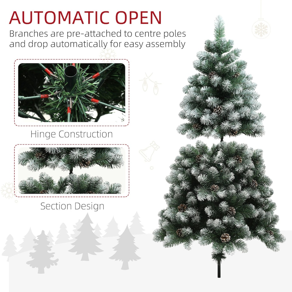 image 1 of HOMCOM 5ft Artificial Pine Christmas Tree with Pinecones, Steel Base