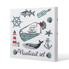Nauticle Items (Canvas Print) / 77 x 77 x 4cm | Multi