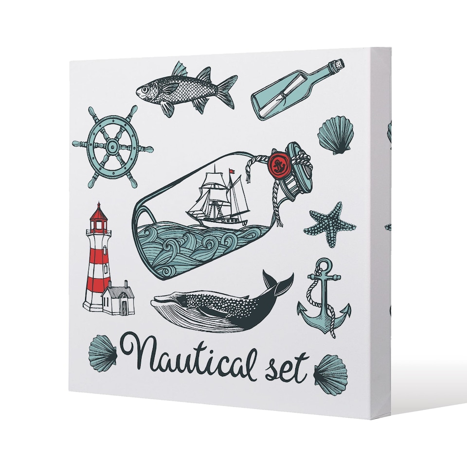 Nauticle Items (Canvas Print) / 77 x 77 x 4cm | Multi