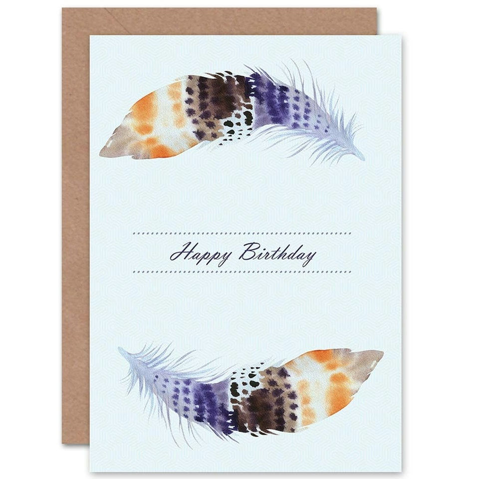 image 1 of Watercolour Bird Feathers For Her Birthday Card