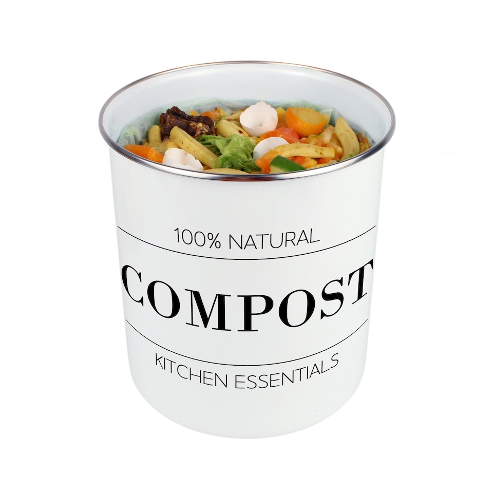 image 1 of Minimalist Essentials Compost Caddy - Metal 2L Decorative Kitchen Food Waste Bin