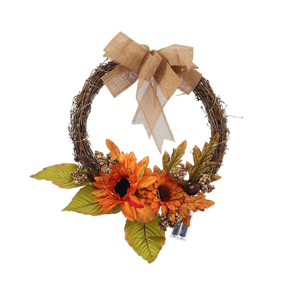 image 1 of Living and Home Halloween Decoration Sunflower Garland with Ribbon & Lights
