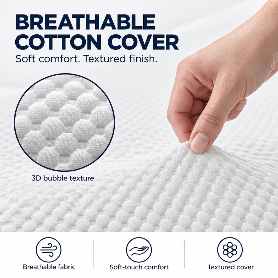 image 1 of Memory Foam Mattress Topper 3D Bubble Cover | Non-Slip Base | 7.5cm Thick | 90 x 190cm | Single