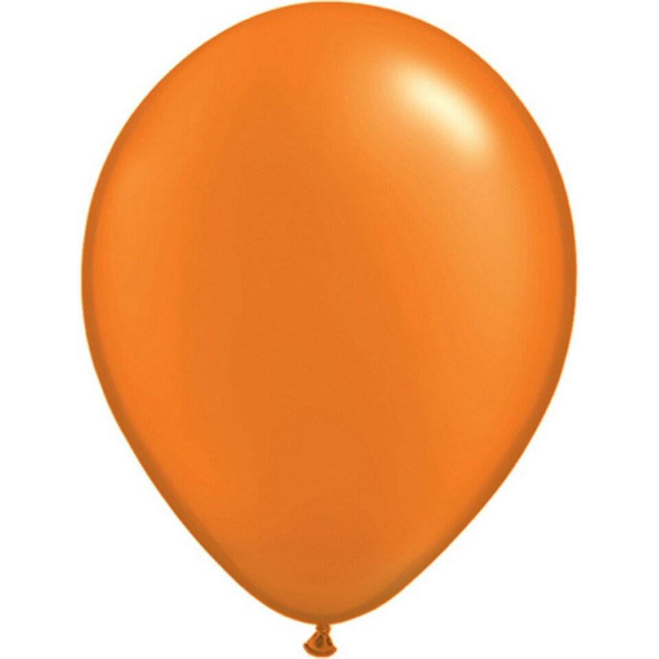 Qualatex 11 Inch Round Plain Latex Balloons (100 Pack) - Pearl Mandarin - One Size