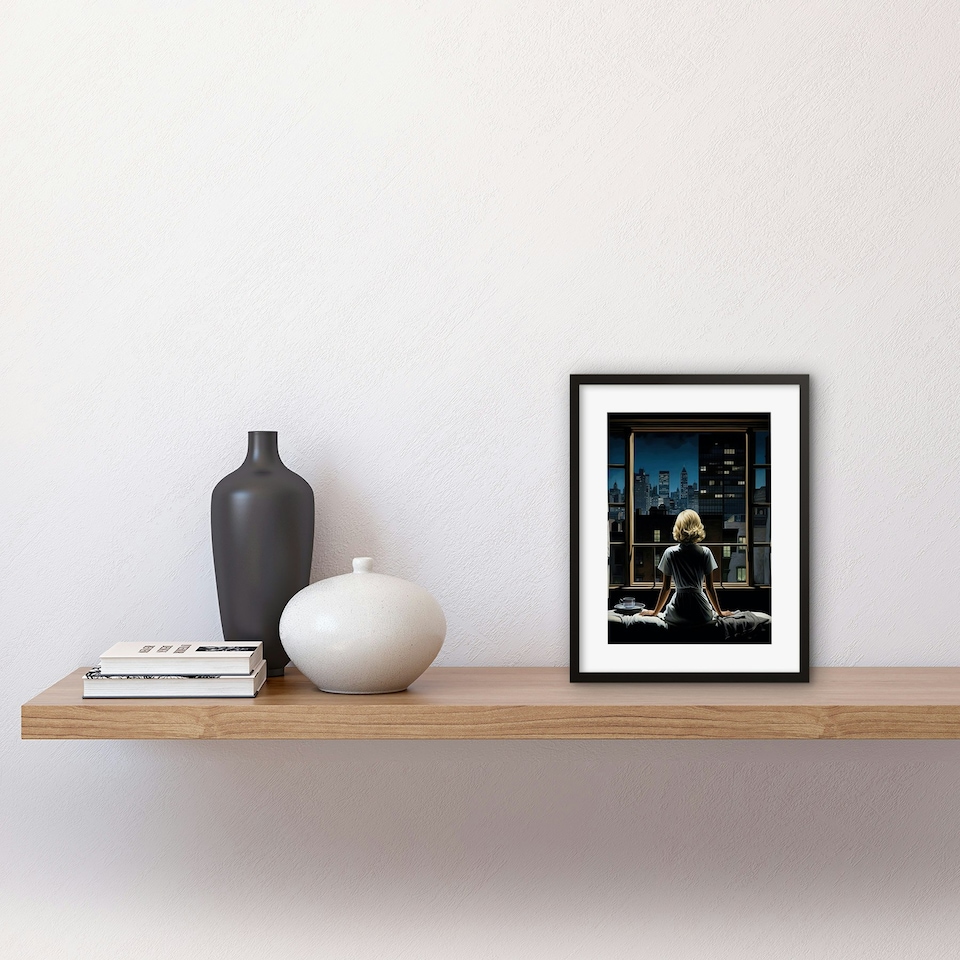 image 1 of Alfred Hitchcock Rear Window Hyperrealist 9x7" Black Framed Wall Art Print