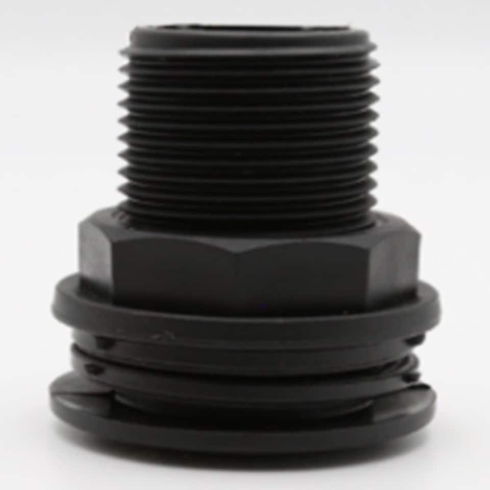 image 1 of 1" BSP Male Bulkhead Drain Plug Plastic Includes 2 Nylon Washers and Locking Nut