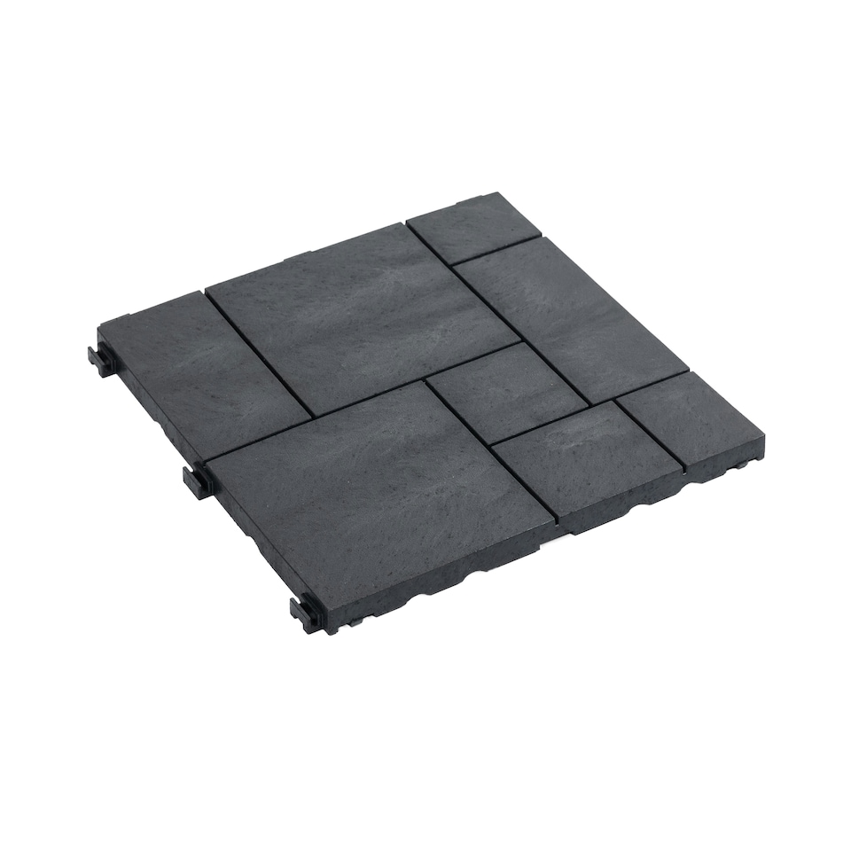image 1 of Mosaic Garden Patio Interlocking Composite Decking Tiles - Dark Grey | Grey | Dark Grey | Pack of 40