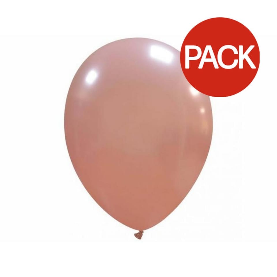 Latex Plain Balloons (Pack of 100) - Rose Gold - One Size