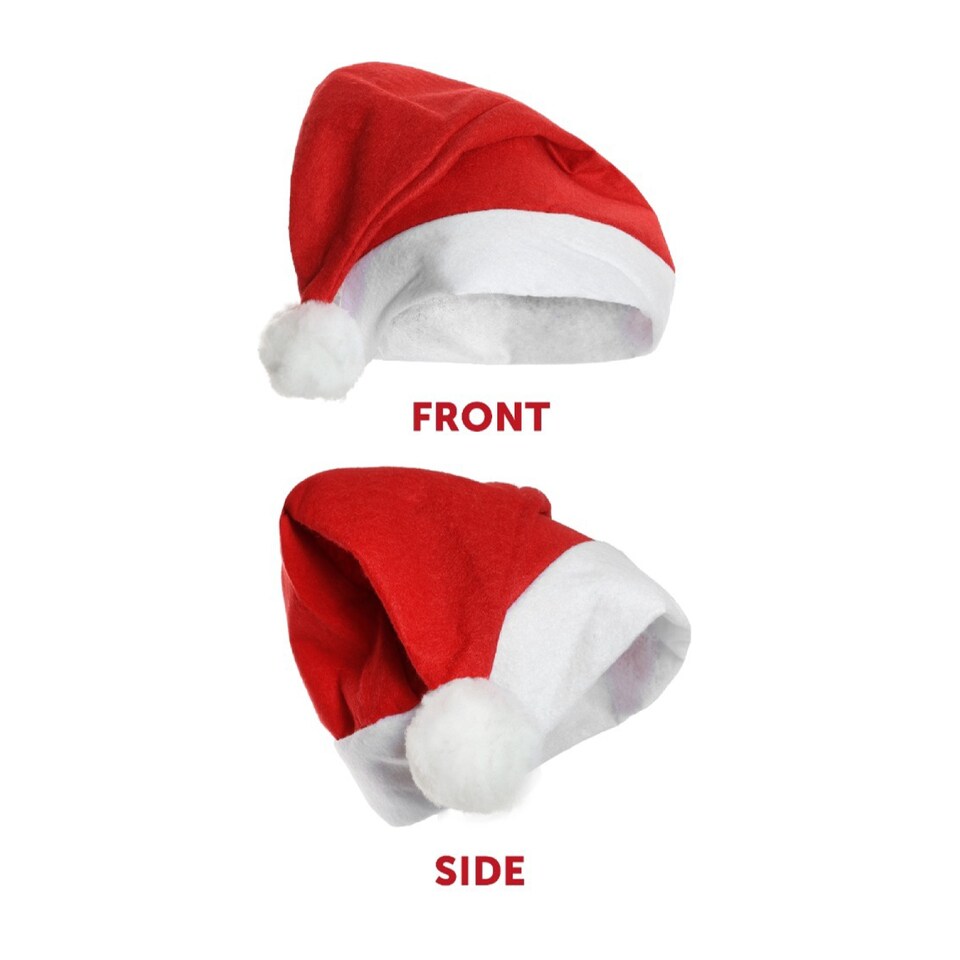 image 1 of Pack of 20 Classic Felt Santa Hats | Red | 20