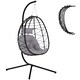 image 9 of Outsunny Garden Egg Chair Outdoor Hanging Swing Chair, Folding Basket, Grey 