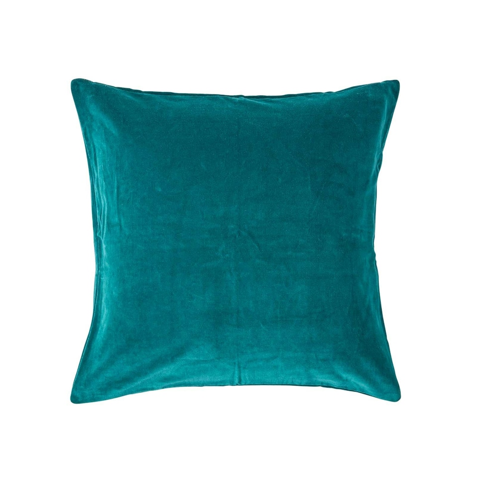 image 1 of Homescapes Teal Green Velvet Cushion Cover - 40 x 40 cm