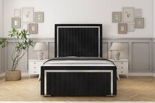 Sloomy Boston Chrome Black Naples Bed Frame With 50" Upholstered Headboard 4' Small Double