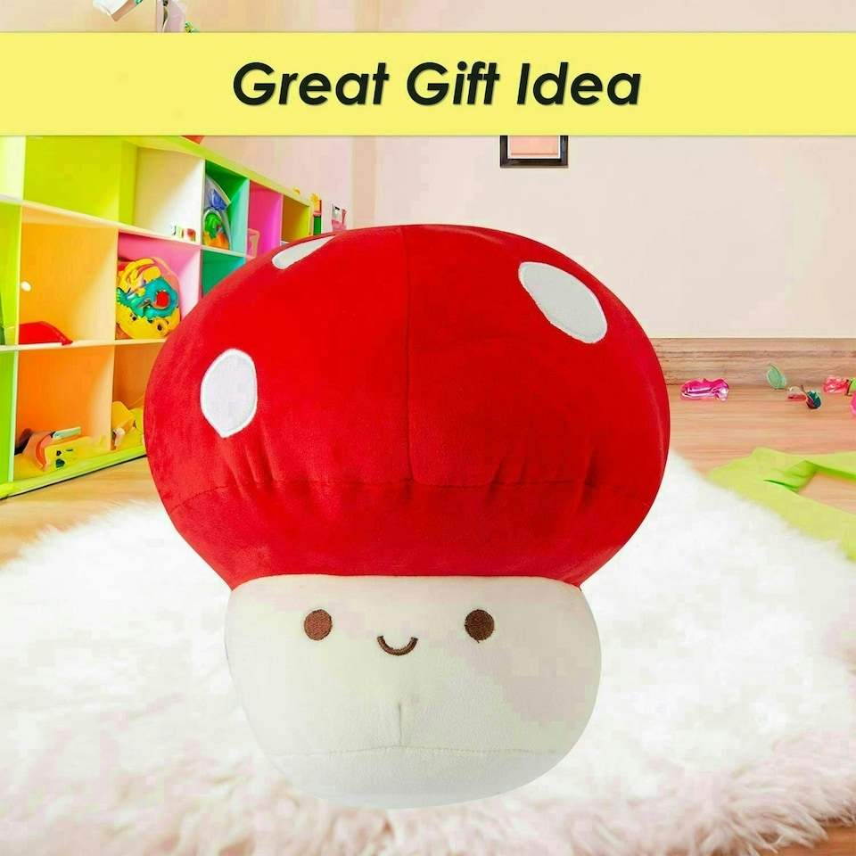 image 1 of Red Mushroom Mochi Soft Toy Cute Plushie Huggable Cuddly Plush 20cm Red