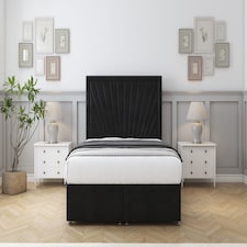 Sloomy Somerset Black Plush Ottoman Bed Base With 54" Floor Standing Headboard 6' Super King | Black | Black | Super King | 1