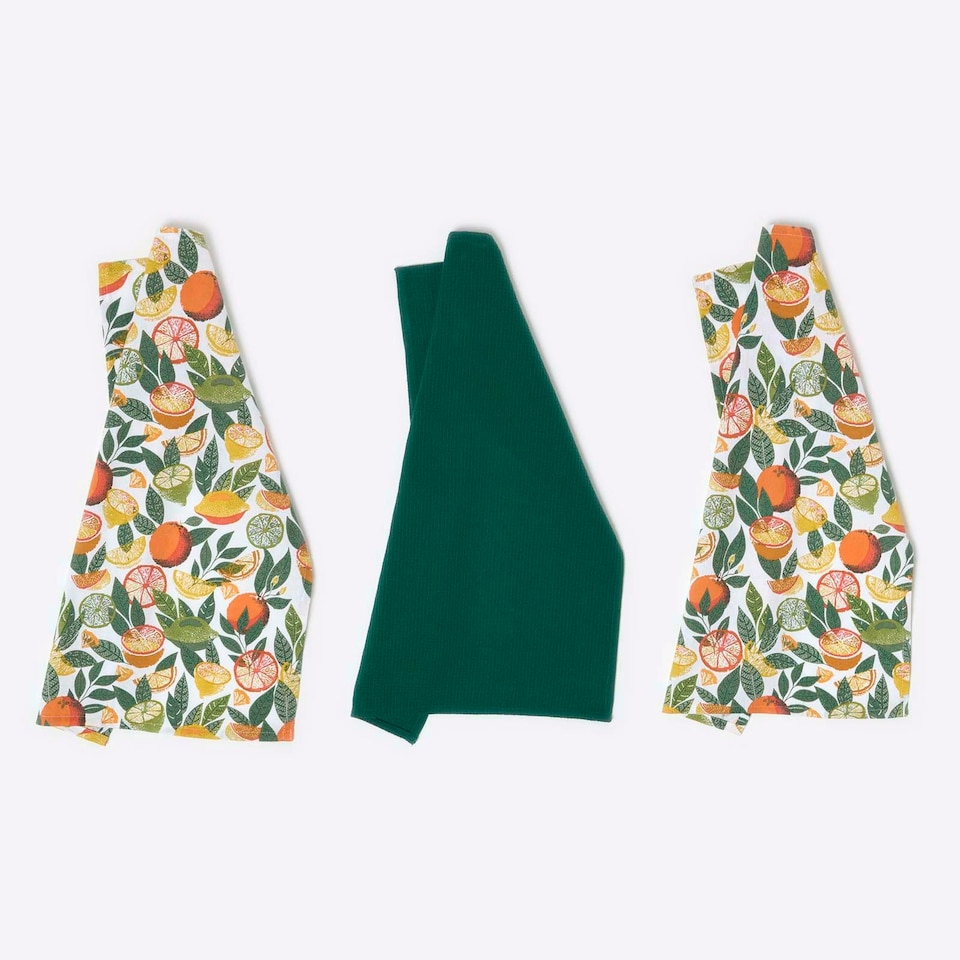 image 1 of Homescapes Citrus Tea Towels Set of Three Multi