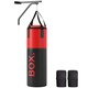 image 1 of SPORTNOW Unfilled Punch Bag with Boxing Gloves and Wall Mounted Bracket | Red | Black and Red