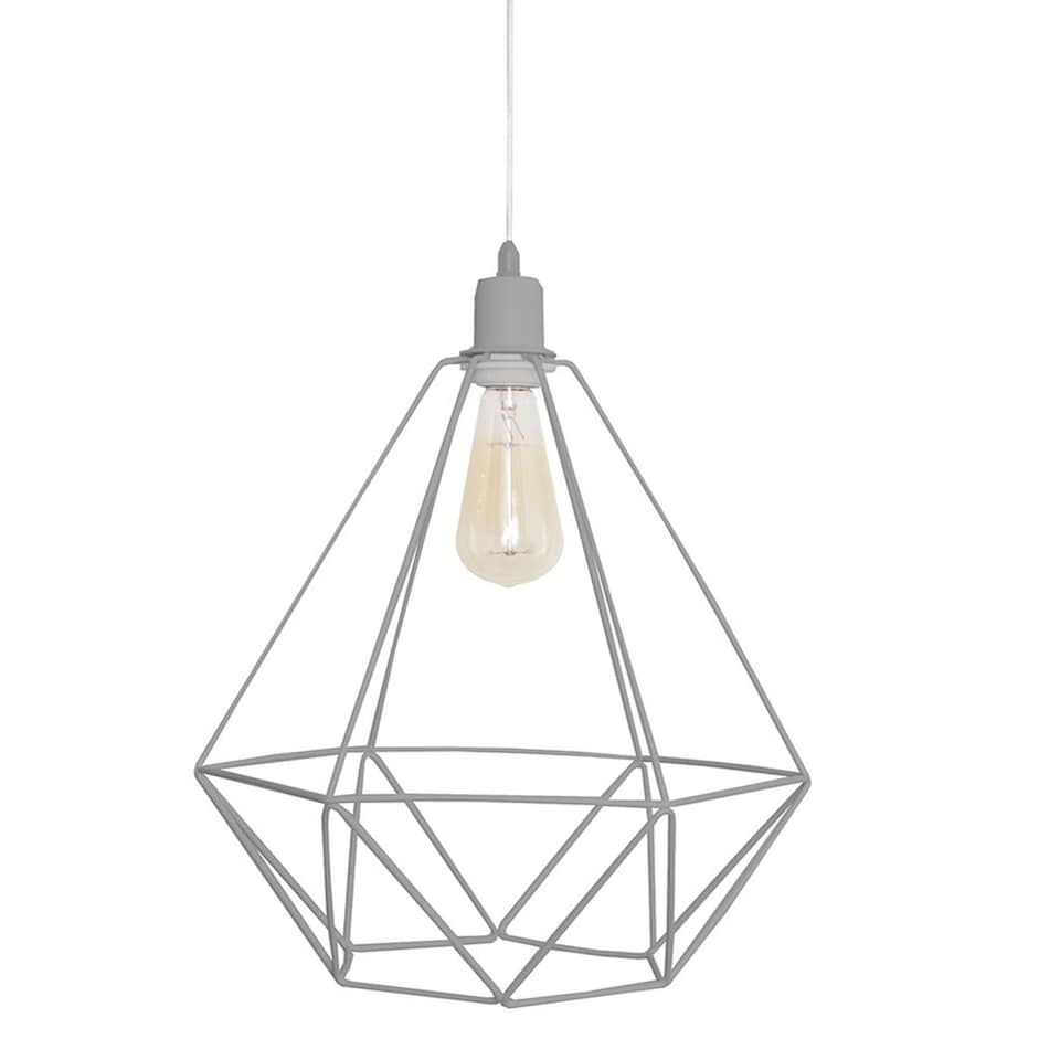 image 1 of Karo Wire Frame Pendant Ceiling Light Grey 35cm