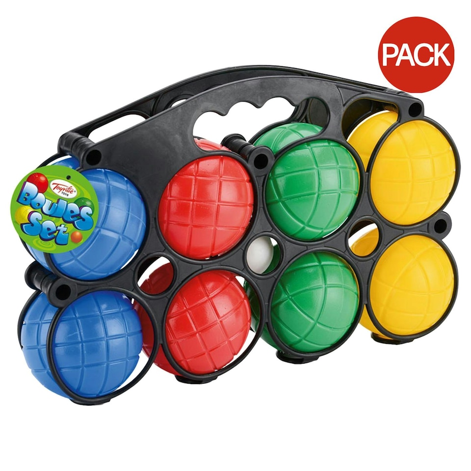 Toyrific Plastic Boules Set (Pack Of 8) - Black/Multicoloured - One Size