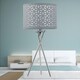 image 7 of First Choice Lighting Set of 2 Chrome Tripod Table Lamps with Grey Laser Cut Shades Chrome | Grey