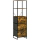 image 1 of HOMCOM Industrial Storage Cabinet with 2 Shelves 3 Fabric Drawers Rustic Brown
