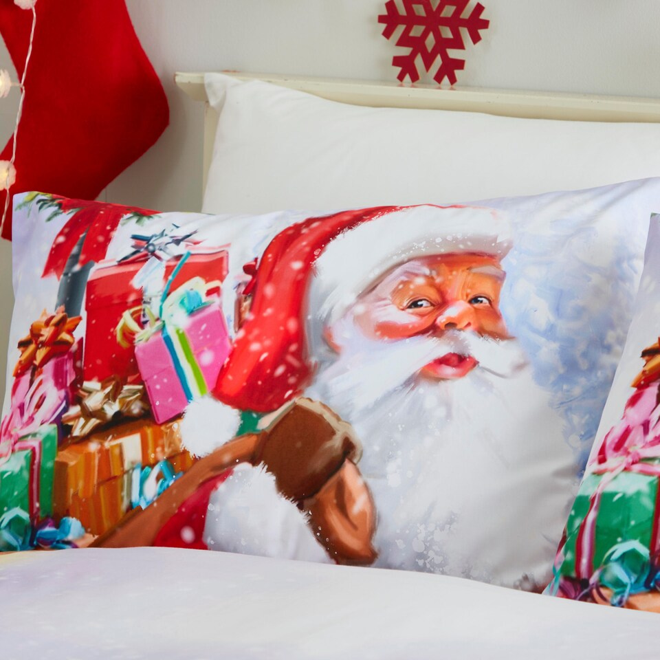 image 1 of Fusion Santa & Snowy Duvet Cover Set Multi