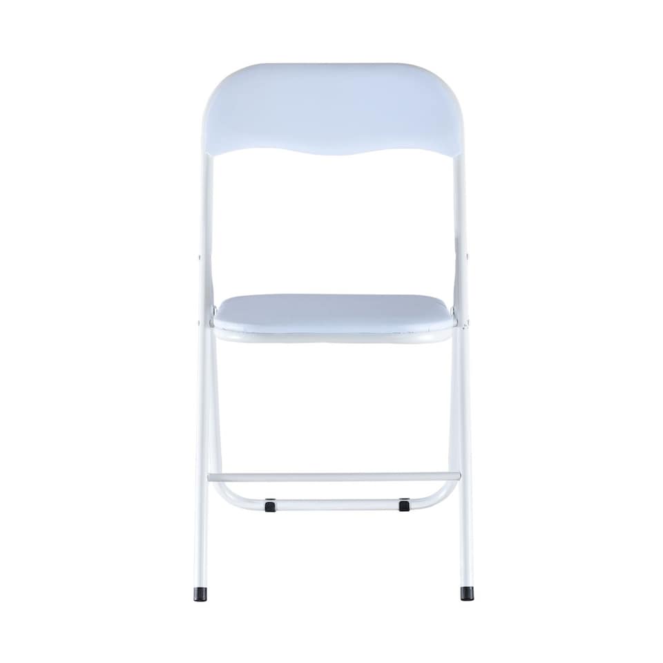image 1 of 4-Pc Folding Chair Set with Cushioned PVC Seat and Back | White | 4