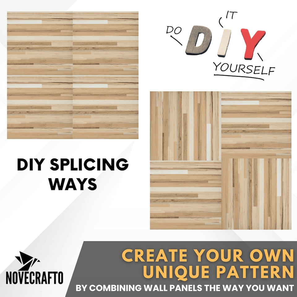 image 1 of NOVECRAFTO Vinyl Floor Tiles Self Adhesive – 12x12in Peel and Stick Flooring for Kitchen, Bathroom & Living Room – Beige Brown Wooden Stripes Design Brown | 2.79 sqm