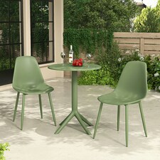 Rimini 3-Piece Cala Bistro Set - Outdoor Grade Table and Chairs for Patio, Balcony, or Indoor Use | Green | Moss Green | One Size | 3