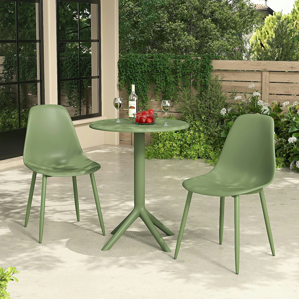 image 1 of Rimini 3-Piece Cala Bistro Set - Outdoor Grade Table and Chairs for Patio, Balcony, or Indoor Use | Green | Moss Green | One Size | 3