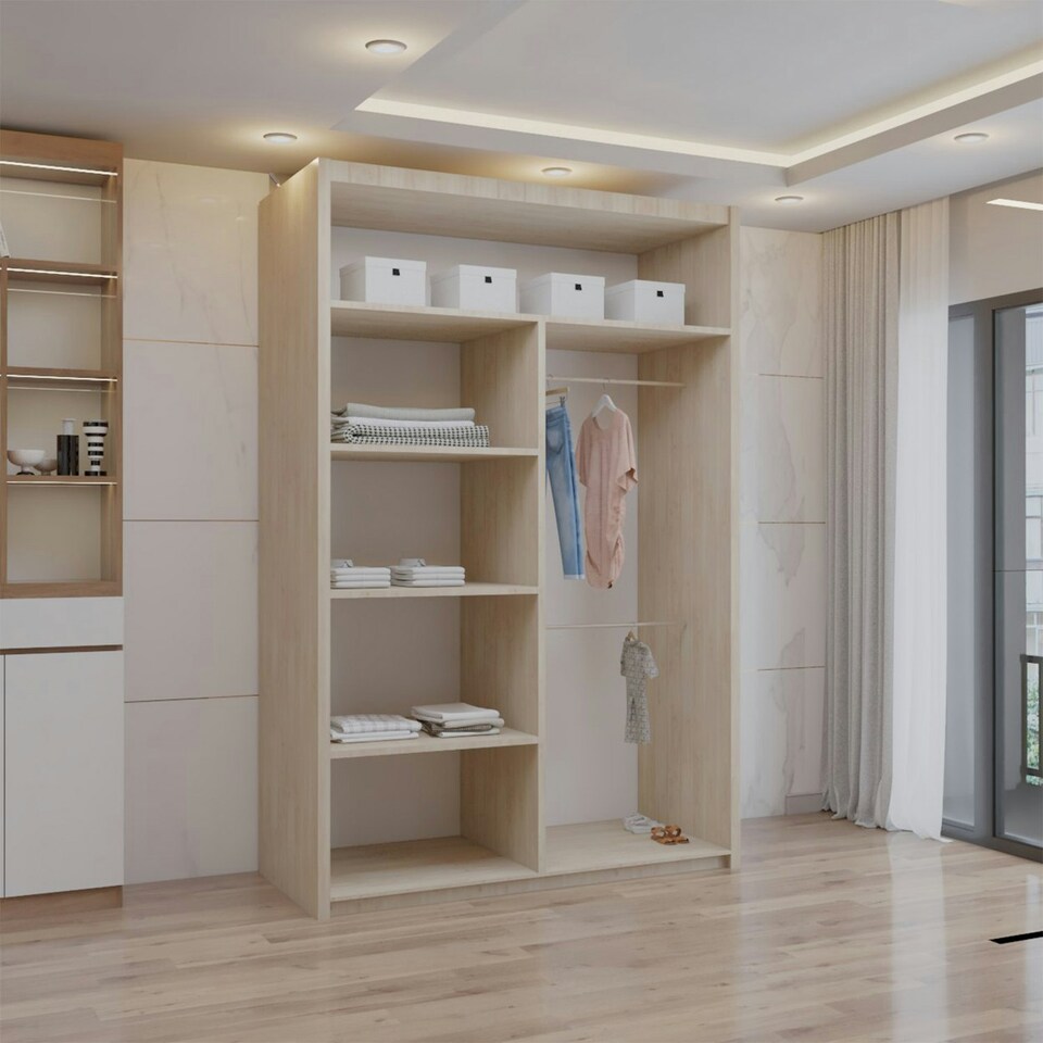 image 1 of Sliding wardrobes 4U Modern Full Mirror Sliding Door Wardrobe Multi Size & Color Options - 120cm Brown | 120cm(Oak)