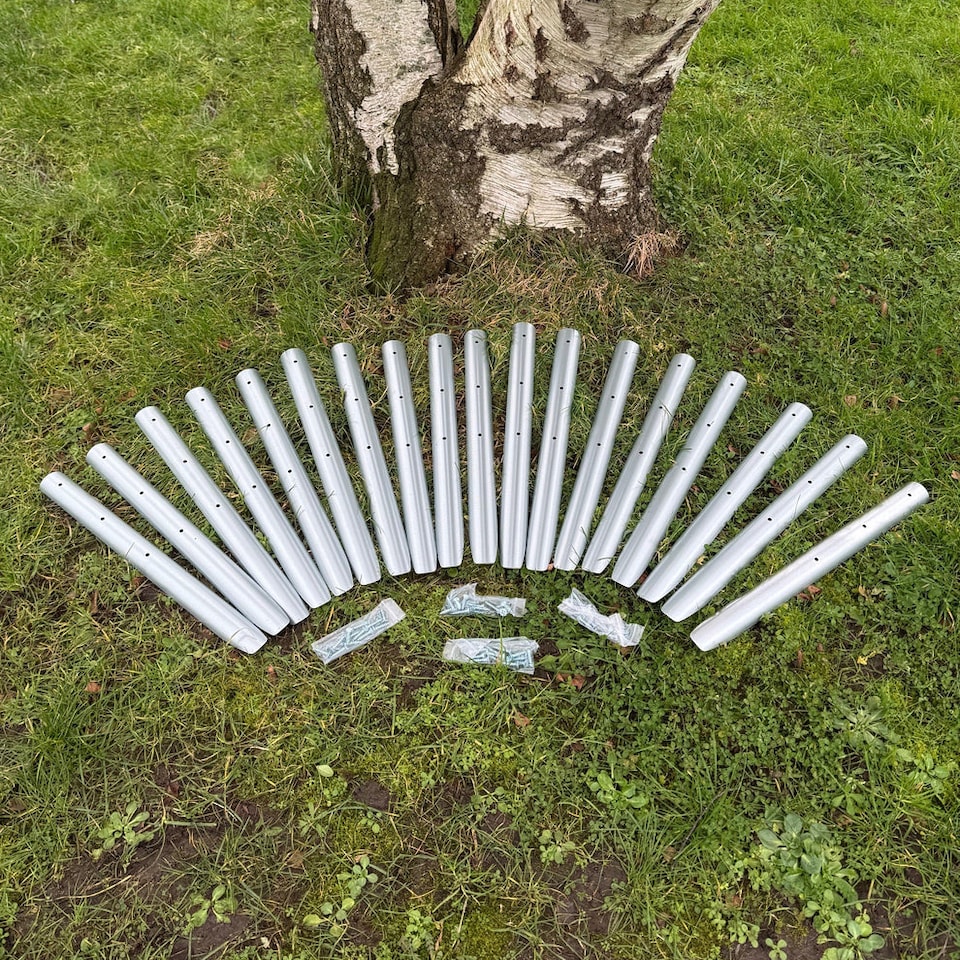 image 1 of Metal Log Roll Stakes for Lawn Garden Border Edging (Pack of 20)