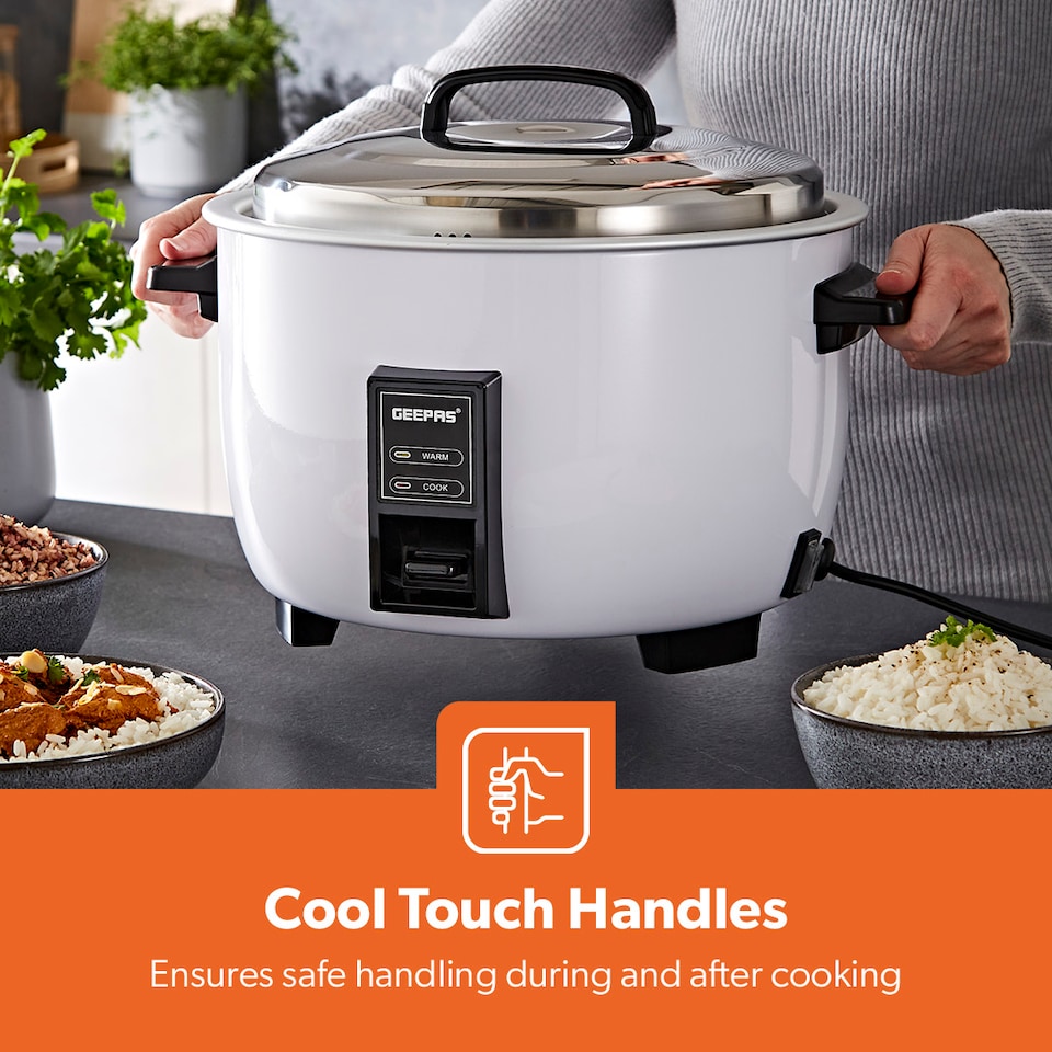 image 1 of GEEPAS 4.2L Commercial Rice Cooker Aluminium Pot 1600W White