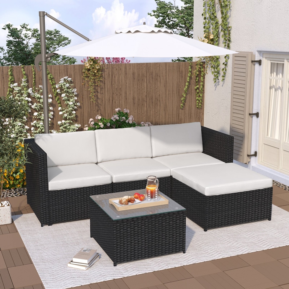 image 1 of MCC Direct Rattan Corner Sofa Chair and Table Outdoor Patio Garden Furniture set Rupert